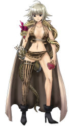 Rule 34 | 1girl, alternate hair color, amazon lily, amazon warrior, arrow (projectile), asymmetrical clothes, blonde hair, breasts, cape, female focus, full body, jaggy lines, large breasts, marguerite (one piece), minarai, mushroom, navel, oekaki, one piece, patterned legwear, short hair, silver hair, simple background, single thighhigh, snake, solo, standing, striped clothes, striped thighhighs, thighhighs, vertical-striped clothes, vertical-striped thighhighs