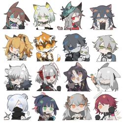 Rule 34 | ..., 3boys, 6+girls, :&lt;, :q, ?, ahoge, amiya (arknights), anger vein, animal ear fluff, animal ears, aqua headwear, arknights, armor, ascot, black ascot, black bow, black choker, black gloves, black hair, black jacket, black necktie, black scarf, black shirt, blemishine (arknights), blonde hair, blue ascot, blue eyes, blue hair, bow, bowl, brown hair, brown jacket, cape, carrot, cat ears, character doll, chibi, choker, coat, colored skin, criss-cross halter, cropped torso, crying, demon horns, dog ears, dragon horns, dress, ear piercing, eating, exusiai (arknights), facial mark, fang, faust (arknights), fishnet sleeves, fishnets, food, forehead mark, frostnova (arknights), fur-trimmed cape, fur-trimmed coat, fur trim, furry, furry female, glasses, gloves, green eyes, green hair, grey hair, grey skin, hair between eyes, hair bow, hair ornament, hair over one eye, halo, halterneck, hand up, hat, headset, holding, holding bowl, holding carrot, holding money, holding shuriken, holding weapon, horns, horse ears, jacket, jessica (arknights), kal&#039;tsit (arknights), leopard ears, long hair, looking at viewer, mask, mephisto (arknights), money, mouth hold, mouth mask, multicolored hair, multiple boys, multiple girls, necktie, no mouth, off shoulder, official alternate costume, one eye closed, open clothes, open coat, open jacket, orange eyes, orange hair, partially fingerless gloves, piercing, pink hair, pocky, pointy ears, ponytail, portrait, red dress, red eyes, red hair, rhodes island logo (arknights), saga (arknights), saria (arknights), scarf, shirayuki (arknights), shirt, short hair, shuriken, sidelocks, silverash (arknights), simple background, skadi (arknights), skadi the corrupting heart (arknights), south ac, spoken ellipsis, straight-on, streaked hair, tail, texas (arknights), texas (winter messenger) (arknights), thumbs up, tiger ears, tiger girl, tiger tail, tinted eyewear, tongue, tongue out, w (arknights), waai fu (arknights), wavy mouth, weapon, weasel ears, white background, white hair, white shirt, winter clothes, winter coat, wolf ears, yellow eyes