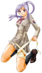 Rule 34 | bandages, lowres, original, oujima tamaki, purple eyes, purple hair, school uniform, serafuku, solo