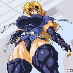 Rule 34 | abs, breasts, extreme muscles, fingerless gloves, gloves, lowres, martial champion, muscular, racheal, ren (tainca2000)
