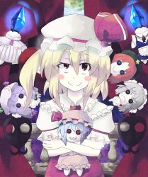 Rule 34 | 1girl, blonde hair, blue hair, blush stickers, braid, button eyes, buttons, character doll, doll, embodiment of scarlet devil, female focus, flandre scarlet, hat, hong meiling, izayoi sakuya, koakuma, long hair, patchouli knowledge, ponytail, purple hair, red eyes, red hair, remilia scarlet, short hair, side ponytail, silver hair, solo, super masara, touhou, twin braids, wings