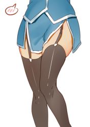 Rule 34 | 1girl, 3four, black garter straps, black thighhighs, blush, garter straps, kantai collection, knees together feet apart, legs, lower body, miniskirt, pencil skirt, simple background, skirt, solo, spoken blush, takao (kancolle), thighhighs, third-party source, white background