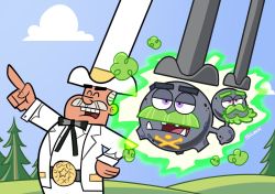 Rule 34 | 1boy, aura, beard, bow, bowtie, cartoonized, cloud, cowboy hat, creatures (company), crossover, day, doug dimmadome, eyebrows, closed eyes, facial hair, formal, fusion, galarian form, galarian weezing, game freak, gen 8 pokemon, hat, mustache, nintendo, open mouth, outdoors, parody, pointing, pokemon, pokemon (creature), purple eyes, siczak, signature, sky, smoke, style parody, suit, the fairly oddparents, toon (style), trait connection, tree, tusks, white suit
