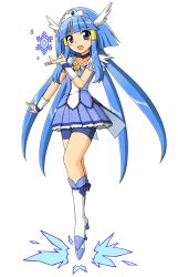 Rule 34 | 10s, 1girl, aoki reika, bad id, bad pixiv id, bike shorts, blue eyes, blue hair, blue skirt, blue theme, boots, choker, cure beauty, full body, knee boots, long hair, magical girl, matching hair/eyes, precure, simple background, skirt, smile precure!, snow, solo, tiara, tsunaso (lack of sunlight), white background