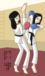 Rule 34 | 2girls, dougi, feet, fighting, highres, karate, multiple girls, original, taekwondo