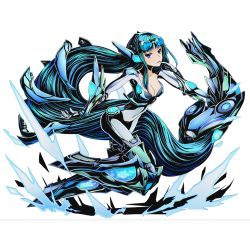 Rule 34 | 10s, 1girl, absurdly long hair, armor, armored boots, blue eyes, blue hair, bodysuit, boots, breasts, cleavage, collarbone, covered navel, divine gate, eyewear on head, finger to mouth, full body, gloves, kelvin (divine gate), long hair, looking at viewer, mecha musume, medium breasts, official art, shadow, solo, transparent background, ucmm, very long hair, white gloves