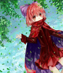 Rule 34 | 1girl, artist request, bow, cape, leaf, red eyes, red hair, sekibanki, short hair, touhou, willow