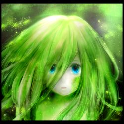 Rule 34 | 1girl, blue eyes, child, forest, green hair, koneko mari, long hair, looking at viewer, nature, pale skin, profile, solo, tagme