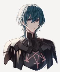 Rule 34 | 1boy, armor, blue eyes, byleth (fire emblem), byleth (male) (fire emblem), cape, fire emblem, fire emblem: three houses, gloves, green hair, looking at viewer, male focus, nintendo, short hair, simple background, solo, srb7606, white background