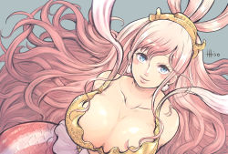 Rule 34 | 1girl, breasts, cleavage, highres, huge breasts, large breasts, long hair, one piece, shirahoshi, smile