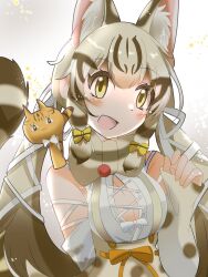 Rule 34 | 1girl, animal ears, cat ears, cat girl, cat tail, extra ears, geoffroy&#039;s cat (kemono friends), highres, kemono friends, kemono friends v project, looking at viewer, rnrwbhybsxj4qgk, simple background, solo, tail, virtual youtuber