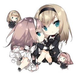 Rule 34 | 4girls, :&gt;, artist request, black dress, black footwear, black hairband, blush, blush stickers, breasts, brown hair, camilia (djmax), chibi, closed mouth, djmax, dress, fairy (girls&#039; frontline), frills, full body, gathers, girls&#039; frontline, goth fashion, gothic lolita, green eyes, hair between eyes, hairband, holding hands, light brown hair, lolita fashion, long hair, long sleeves, looking at viewer, medium breasts, multiple girls, official art, parted lips, preiya (djmax), puffy long sleeves, puffy sleeves, short sleeves, simple background, third-party source, transparent background, white hairband, | |
