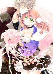 Rule 34 | 10s, 1boy, 1girl, amiko (frostedchocolate), arm around waist, atelier (series), atelier escha &amp; logy, black shirt, black skirt, blush, bouquet, bracelet, braid, breasts, choker, cleavage, clothes lift, coat, collarbone, corset, couple, escha malier, eye contact, fingerless gloves, flower, frilled skirt, frills, gloves, green eyes, grey gloves, grey hair, hair between eyes, happy, hetero, highres, holding, hug, jacket, jewelry, logix ficsario, looking at another, medium breasts, messy hair, neck, necklace, no headwear, no headwear, pants, pendant, petals, pink flower, pink hair, pink rose, rose, shirt, short hair, skirt, skirt lift, smile, strapless, twintails, yellow eyes