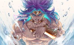 Rule 34 | 1boy, broly (dragon ball super), broly (dragon ball z), dragon ball, dragonball z, earrings, highres, hydeover9000, jewelry, legendary super saiyan, long hair, looking at viewer, male focus, muscular, necklace, pectorals, spiked hair, straight-on, super saiyan, topless male
