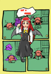 Rule 34 | book, comic, embodiment of scarlet devil, female focus, haibane, haibane (tsukumo no kiseki), head wings, koakuma, library, touhou, wings