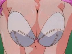 Rule 34 | 1990s (style), 1girl, animated, animated gif, bra, breasts, burn-up, burn-up excess, female focus, head out of frame, lilica evett, navel, pink hair, retro artstyle, short hair, small breasts, solo, underwear, white bra