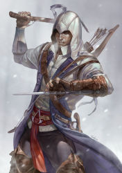 Rule 34 | 1boy, assassin&#039;s creed, assassin&#039;s creed (series), assassin&#039;s creed iii, blade, bow (weapon), connor kenway, gloves, hood, male focus, quiver, sash, solo, tomahawk, virus-ac74, weapon