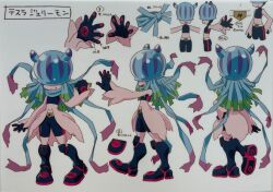 Rule 34 | digimon, digimon (creature), jellyfish girl, monster girl, no eyes, official art, tentacle hair, tentacles, teslajellymon