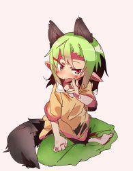 Rule 34 | 1girl, animal ears, blonde hair, fang, female focus, highres, open mouth, original, pointy ears, sanzui, solo, tail, tongue, tongue out, wolf ears, wolf tail, zakuro (sanzui)