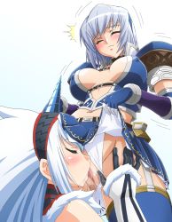Rule 34 | 2girls, ^^^, armor, azure (armor), belt, belt bra, blouse, blue eyes, blue hair, blue thighhighs, blush, bracer, breasts, breasts apart, capcom, choker, cleft of venus, close-up, closed eyes, clothed sex, clothes lift, clothing aside, covered erect nipples, cunnilingus, detached sleeves, elbow gloves, embarrassed, fantasy, from below, fur trim, garter straps, gloves, gradient background, groin, hairband, hand on another&#039;s thigh, hand on thigh, happy sex, horns, j.h., kirin (armor), lace, large breasts, licking, lifting own clothes, long hair, midriff, monster hunter, monster hunter (series), monster hunter frontier, multiple girls, navel, no bra, open clothes, open shirt, oral, panties, panties aside, pleated skirt, profile, pussy, pussy juice, saliva, shirt, short hair, sidelocks, single horn, skirt, skirt lift, smile, standing, standing cunnilingus, strap, thighhighs, tongue, trembling, turtleneck, uncensored, underwear, wet, white hair, white panties, wince, yuri, zettai ryouiki