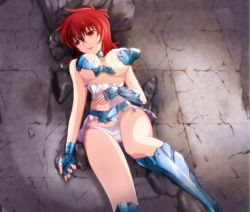 Rule 34 | 1girl, armored boots, blush, boots, breasts, cameltoe, crying, dress, equuleus shoko, fingerless gloves, gauntlets, gloves, grey dress, groin, hair between eyes, highres, indoors, looking away, lying, mable, medium breasts, on back, open mouth, panties, red hair, saint seiya, saint seiya saintia sho, shattered, short dress, short hair, sleeveless, sleeveless dress, solo, torn clothes, torn dress, underboob, underwear, white panties