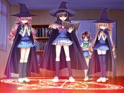 Rule 34 | 4girls, book, hat, magic circle, multiple girls, runes, spell, witch, witch hat