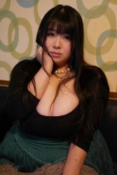 Rule 34 | 1girl, asian, black hair, breasts, brown eyes, cleavage, fat, hoshima mika, huge breasts, photo (medium), plump, solo