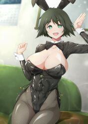 Rule 34 | artist request, breasts, cleavage, detached collar, highres, large breasts, leotard, playboy bunny, rabbit ears, shiina mayuri, steins;gate, tagme