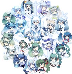 Rule 34 | 1girl, 6+girls, animal ear hat, aqua eyes, aqua hair, bad id, bad pixiv id, blue eyes, blue hair, blue mittens, boots, bow, braid, buttons, capelet, chibi, detached sleeves, facinator, flower, gradient background, gradient hair, green eyes, green hair, hair bow, hairband, hat, hat pom pom, hatsune miku, highres, japanese clothes, lily of the valley, long hair, mini hat, mini top hat, mittens, multicolored hair, multiple girls, multiple persona, open mouth, pom pom (clothes), revision, shouen kigashi, skirt, smile, snowflake print, snowflakes, top hat, twintails, very long hair, vocaloid, white mittens, winter clothes, yuki miku, yuki miku (2013) (candidate no.1), yuki miku (2013) (candidate no.2), yuki miku (2013) (candidate no.4), yuki miku (2014) (candidate no.1), yuki miku (2014) (candidate no.2), yuki miku (2014) (candidate no.3), yuki miku (2014) (candidate no.4), yuki miku (2014) (candidate no.5), yuki miku (2014) (candidate no.6), yuki miku (2014) (candidate no.7), yuki miku (2014) (candidate no.9), yuki miku (2015) (candidate no.1), yuki miku (2015) (candidate no.3), yuki miku (2016) (candidate no.1), yuki miku (2016) (candidate no.3), yuki miku (2016) (candidate no.4)