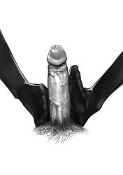 Rule 34 | 1boy, 1girl, absurdres, bad id, bad pixiv id, close-up, feet, footjob, greyscale, hetero, highres, male pubic hair, monochrome, no shoes, original, penis, pubic hair, socks, soles, toes, uncensored, yomu (sgt epper)