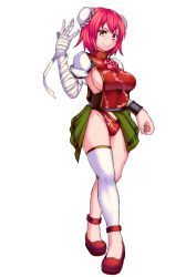Rule 34 | &gt;:), 1girl, adapted costume, anklet, bandages, bandaged arm, bandages, bracer, breasts, bun cover, closed mouth, cuffs, double bun, flower, full body, hair bun, ibaraki kasen, jewelry, kupala, large breasts, looking at viewer, pink flower, pink hair, pink rose, red footwear, rose, shackles, shoes, short hair, showgirl skirt, sideboob, single thighhigh, skirt, smile, solo, thighhighs, touhou, v-shaped eyebrows, yellow eyes