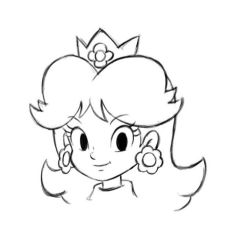 Rule 34 | 1girl, crown, earrings, flower, flower earrings, grin, jewelry, looking at viewer, mario &amp; luigi rpg, mario (series), masanori sato, nintendo, official art, official style, princess daisy, smile, solo, super mario land, tomboy, upper body