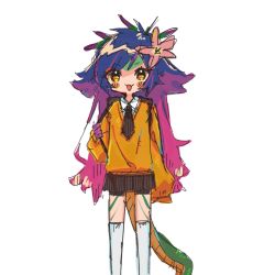 Rule 34 | 1girl, highres, league of legends, neeko (league of legends), purple hair, school uniform, skirt, tail