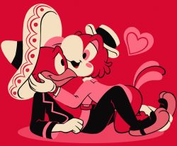 Rule 34 | 2boys, :3, bird, blush stickers, chicken, closed mouth, disney, flat color, furry, furry male, furry with furry, gloves, hand on another&#039;s cheek, hand on another&#039;s face, hat, heart, jose carioca, limited palette, long sleeves, male focus, multiple boys, open mouth, panchito pistoles, parrot, red background, red theme, sac2422, simple background, smile, sombrero, tail, the three caballeros, yaoi