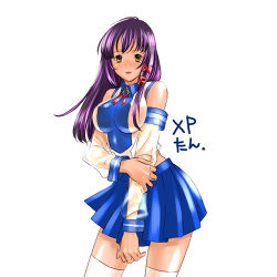 Rule 34 | 1girl, blue skirt, lowres, os-tan, skirt, solo, thighhighs, xp-tan