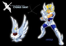 Rule 34 | armor, bird, blonde hair, constellation, cross, cygnus hyouga, male focus, saint seiya, shield, swan