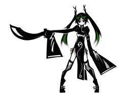 Rule 34 | antlers, china dress, chinese clothes, dao (weapon), deel (rkeg), dress, green eyes, green hair, horns, original, sleeves past wrists, solo, sword, thighhighs, twintails, weapon
