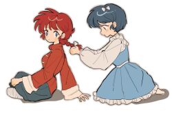 Rule 34 | 2girls, blush stickers, bow, braid, braided ponytail, breasts, danhuangcucu, hair bow, multiple girls, ranma-chan, ranma 1/2, red hair, shadow, tendou akane, white bow