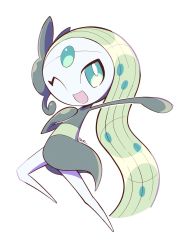 Rule 34 | :d, ^ ^, artsy-rc, closed eyes, creatures (company), closed eyes, full body, game freak, gen 5 pokemon, highres, legendary pokemon, looking at viewer, meloetta, meloetta (aria), mythical pokemon, nintendo, open mouth, pokemon, pokemon (creature), signature, simple background, smile, solo, standing, standing on one leg, white background