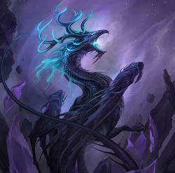 Rule 34 | artist request, dark, dragon, horns, wings
