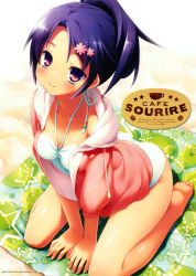 Rule 34 | 1girl, absurdres, barefoot, between legs, black hair, blush, cafe sourire, casual one-piece swimsuit, english text, gayarou, hair ornament, hairclip, halterneck, hand between legs, highres, hood, hoodie, mole, one-piece swimsuit, sitting, smile, solo, star (symbol), star print, swimsuit, swimsuit under clothes, wariza, white one-piece swimsuit, yukishita miyuri