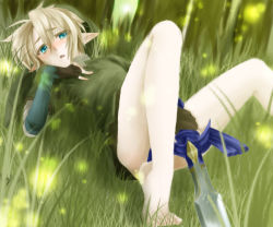 Rule 34 | 1boy, androgynous, bad id, bad pixiv id, blonde hair, blue eyes, hat, link, male focus, mikosuzu akatsuki, nature, nintendo, pointy ears, solo, sword, the legend of zelda, trap, weapon