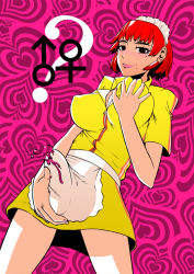 Rule 34 | 1futa, androgynous, apron, atlus, bad tag, blush, breasts, breasts squeezed together, brown eyes, bulge, catherine (game), crossdressing, deep skin, dress, erection, erection under clothes, erica anderson, futanari, grabbing, grabbing another&#039;s breast, headdress, large breasts, lips, lipstick, maid headdress, makeup, mole, newhalf, no bra, orendi, penis, red hair, short dress, short hair, smile, solo, spoilers, uniform, waist apron, waitress, zipper