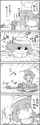 Rule 34 | 4koma, bow, cirno, comic, commentary request, daiyousei, greyscale, hair bow, hair ribbon, hat, highres, ice, ice wings, letty whiterock, monochrome, ponytail, pulling, ribbon, scarf, sled, smile, snow, speed lines, tani takeshi, thought bubble, touhou, translation request, wings, yukkuri shiteitte ne