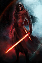 Rule 34 | 1boy, bad id, bad pixiv id, cape, energy sword, helmet, hood, kylo ren, lazur (piccsh), lightsaber, looking at viewer, male focus, mask, science fiction, sith, solo, star wars, star wars: the force awakens, sword, weapon