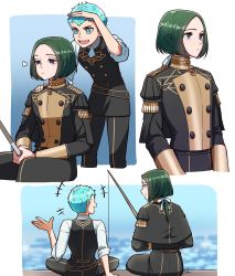 Rule 34 | 2boys, blue eyes, blue hair, caspar von bergliez, comic, commentary request, drawingddoom, ears visible through hair, fire emblem, fire emblem: three houses, fishing, fishing rod, garreg mach monastery uniform, green hair, hand on another&#039;s shoulder, highres, linhardt von hevring, long sleeves, looking at another, medium hair, multiple boys, nintendo, open mouth, short hair, sitting, sleeves rolled up, talking, teeth, tongue, upper body