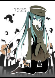 Rule 34 | 1925 (vocaloid), 1girl, bad id, bad pixiv id, hat, hatsune miku, kikugetsu, letterboxed, long hair, looking at viewer, pantyhose, solo, very long hair, vocaloid