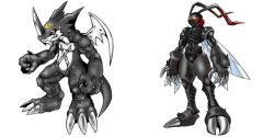 Rule 34 | antennae, bug, claws, digimon, dragon, exoskeleton, horn, insect wings, red eyes, stingmon (black), tail, wings, xv-mon (black)
