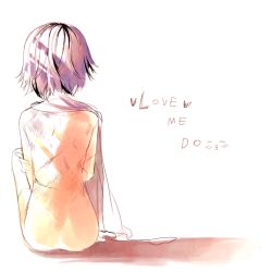 Rule 34 | 10s, 1girl, back, bad id, bad pixiv id, blue hair, bruise, cape, cuts, dddoochi1, injury, love me do, mahou shoujo madoka magica, mahou shoujo madoka magica (anime), miki sayaka, naked cape, nude, short hair, sitting, solo, the beatles