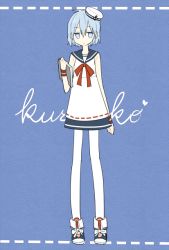 Rule 34 | 1girl, bad id, bad pixiv id, blue eyes, blue hair, book, genderswap, genderswap (mtf), hat, kuroko no basuke, kuroko tetsuya, pantyhose, sailor, sailor hat, short hair, tayako